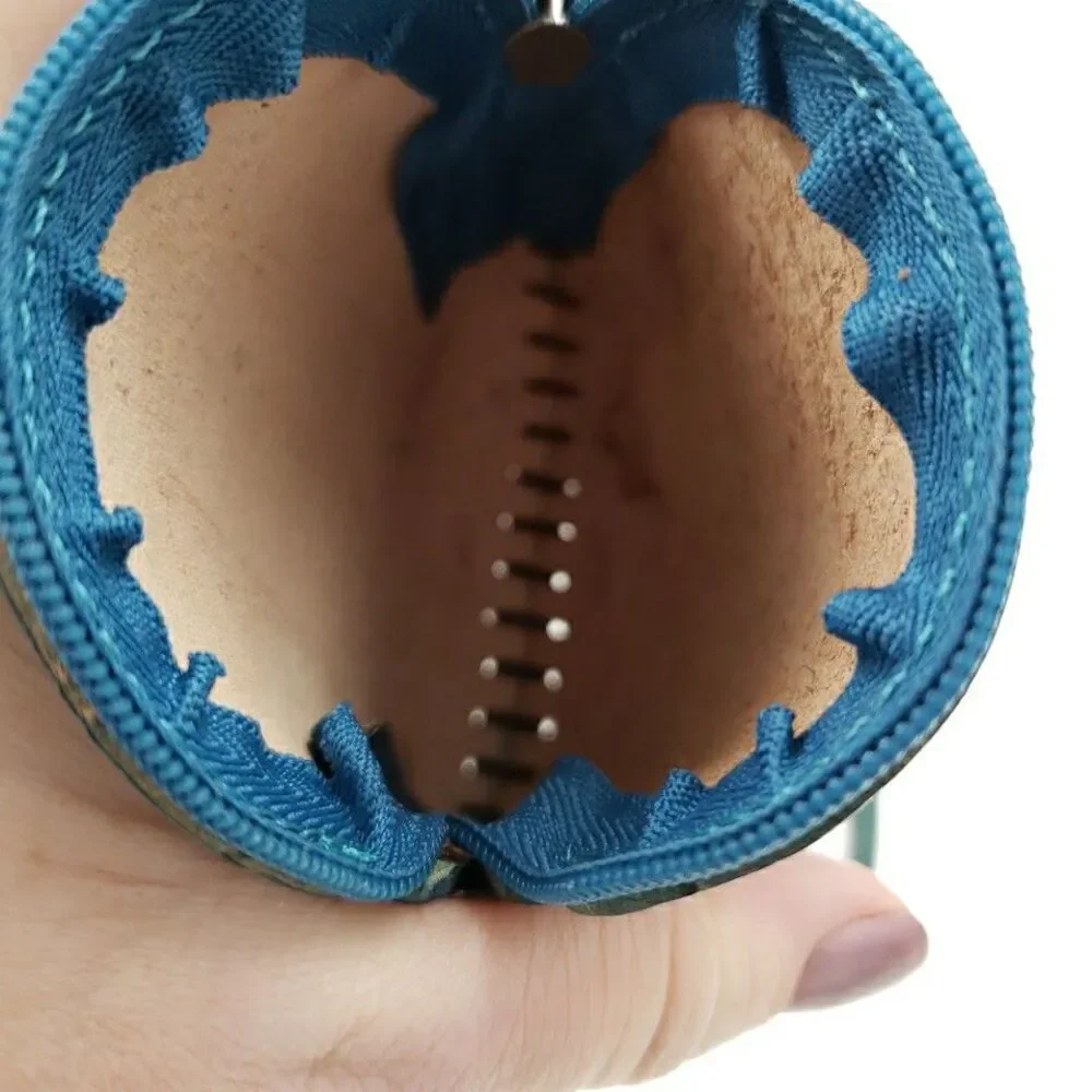 Tropical Palm Tree Wristlet Gift Card Holder Handmade Leather Surfer Mini Purse